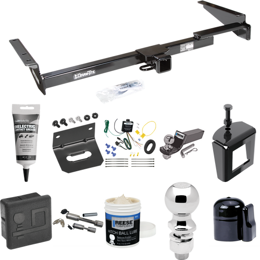 Fits 1999-2000 Lexus RX300 Trailer Hitch Tow PKG w/ 4-Flat Wiring + Starter Kit Ball Mount w/ 2" Drop & 2" Ball + 2-5/16" Ball + Wiring Bracket + Dual Hitch & Coupler Locks + Hitch Cover + Wiring Tester + Ball Lube +Electric Grease + Ball Wrench + An