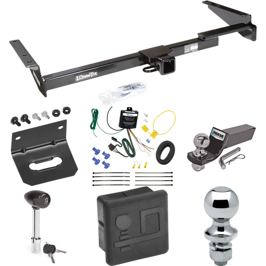 Fits 1999-2000 Lexus RX300 Trailer Hitch Tow PKG w/ 4-Flat Wiring + Starter Kit Ball Mount w/ 2" Drop & 2" Ball + 1-7/8" Ball + Wiring Bracket + Hitch Lock + Hitch Cover By Draw-Tite