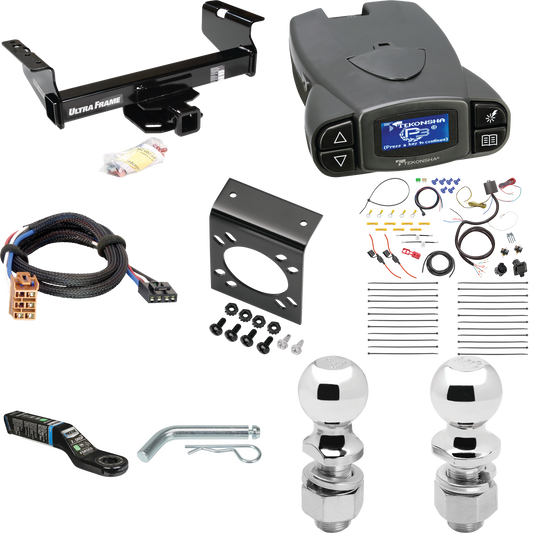 Fits 2001-2002 Chevrolet Silverado 3500 Trailer Hitch Tow PKG w/ Tekonsha Prodigy P3 Brake Control + Plug & Play BC Adapter + 7-Way RV Wiring + 2" & 2-5/16" Ball & Drop Mount (For (Classic), Cab & Chassis, w/34" Wide Frames Models) By Draw-Tite