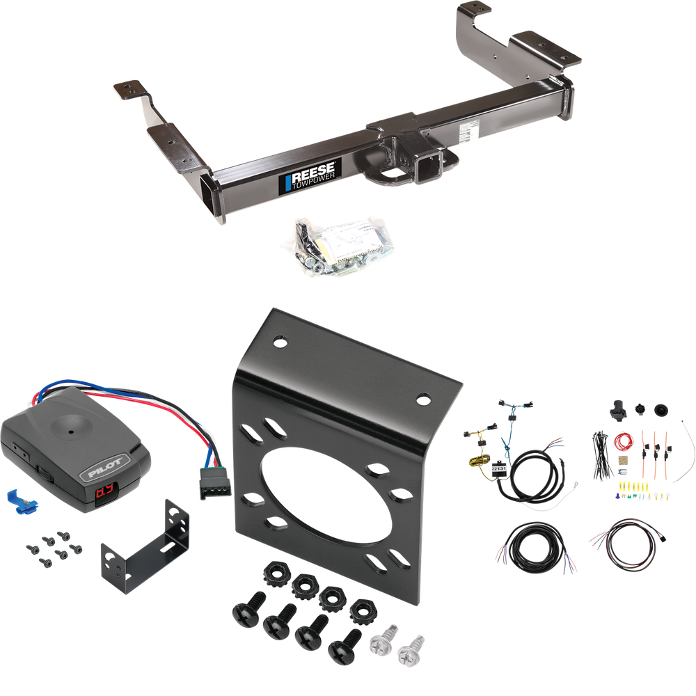 Fits 2003-2023 GMC Savana 2500 Trailer Hitch Tow PKG w/ Pro Series Pilot Brake Control + 7-Way RV Wiring By Reese Towpower