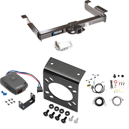 Fits 2003-2023 GMC Savana 2500 Trailer Hitch Tow PKG w/ Pro Series Pilot Brake Control + 7-Way RV Wiring By Reese Towpower