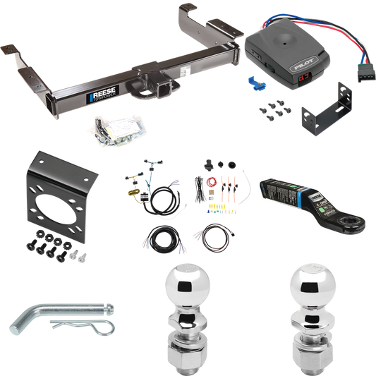 Fits 2003-2023 Chevrolet Express 3500 Trailer Hitch Tow PKG w/ Pro Series Pilot Brake Control + 7-Way RV Wiring + 2" & 2-5/16" Ball & Drop Mount By Reese Towpower