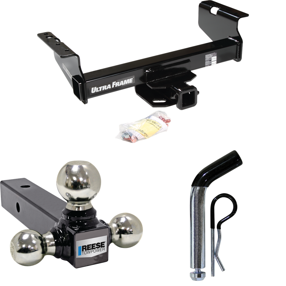 Fits 2008-2010 Dodge Ram 4500 Trailer Hitch Tow PKG w/ Triple Ball Ball Mount 1-7/8" & 2" & 2-5/16" Trailer Balls + Pin/Clip (For Cab & Chassis, w/34" Wide Frames Models) By Draw-Tite