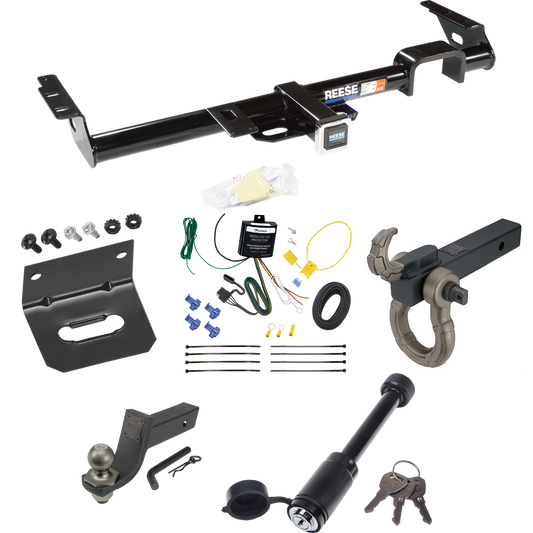 Fits 1999-2003 Lexus RX300 Trailer Hitch Tow PKG w/ 4-Flat Wiring + Interlock Tactical Starter Kit w/ 3-1/4" Drop & 2" Ball + Tactical Hook & Shackle Mount + Tactical Dogbone Lock + Wiring Bracket By Reese Towpower