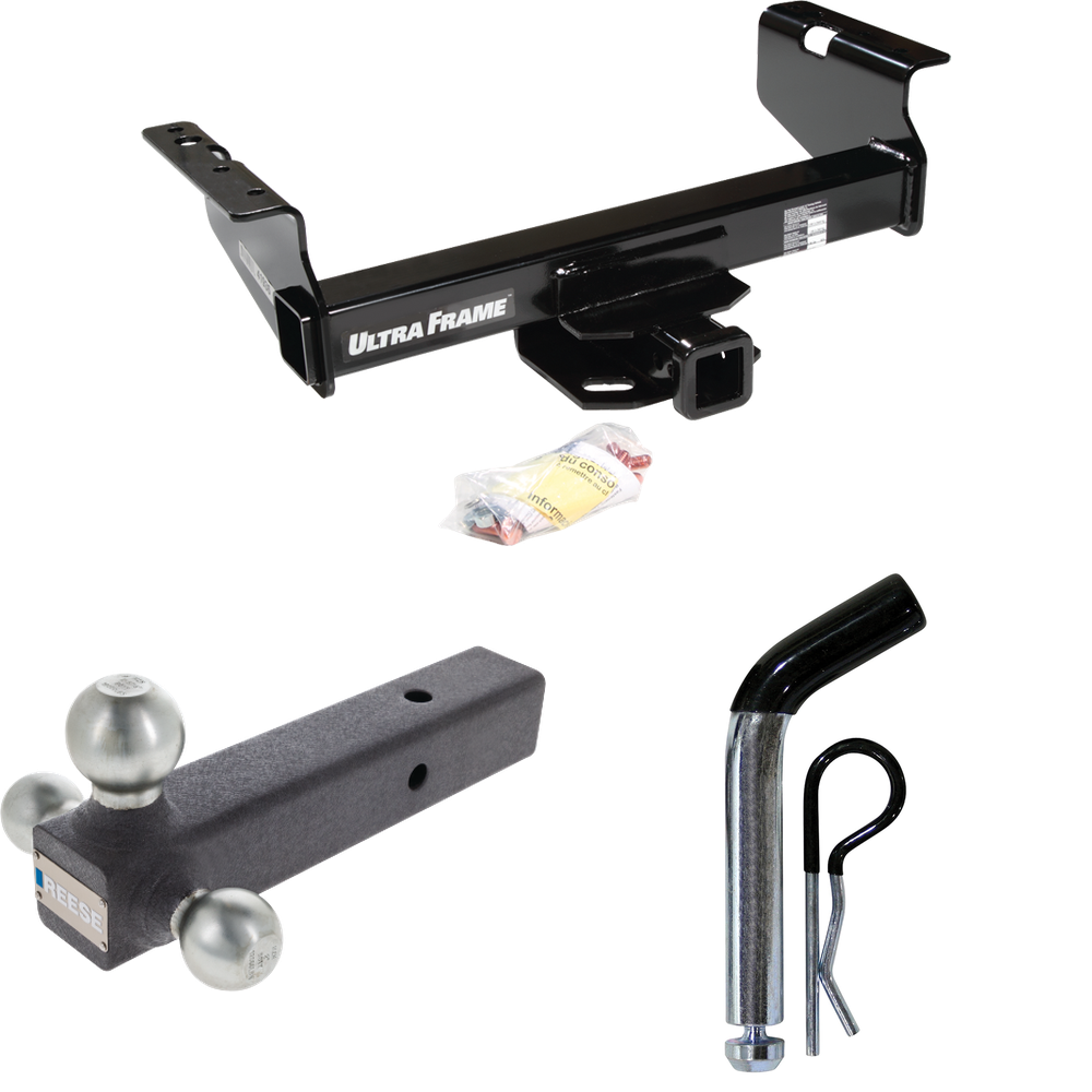 Fits 2008-2010 Dodge Ram 5500 Trailer Hitch Tow PKG w/ Triple Ball Ball Mount 1-7/8" & 2" & 2-5/16" Trailer Balls + Pin/Clip (For Cab & Chassis, w/34" Wide Frames Models) By Draw-Tite