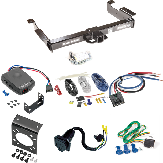 Fits 1996-1999 GMC Savana 3500 Trailer Hitch Tow PKG w/ Pro Series Pilot Brake Control + Generic BC Wiring Adapter + 7-Way RV Wiring By Draw-Tite