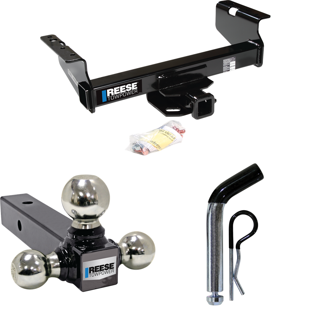 Fits 2008-2010 Dodge Ram 4500 Trailer Hitch Tow PKG w/ Triple Ball Ball Mount 1-7/8" & 2" & 2-5/16" Trailer Balls + Pin/Clip (For Cab & Chassis, w/34" Wide Frames Models) By Reese Towpower