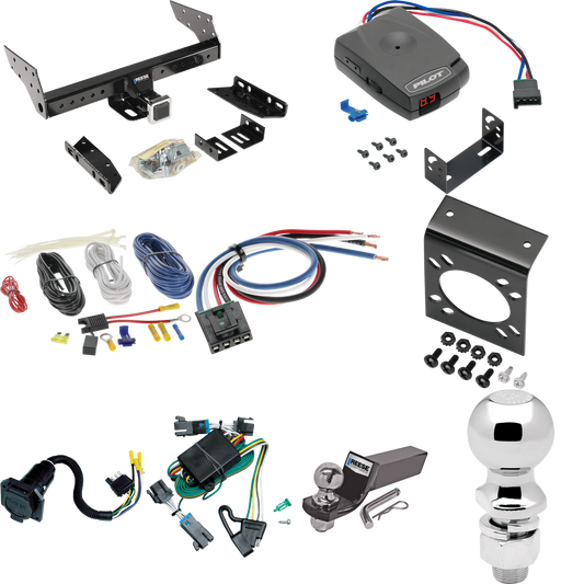 Se adapta al paquete de enganche de remolque GMC Savana 3500 2000-2002 con control de freno piloto serie Pro + adaptador de cableado BC genérico + cableado RV de 7 vías + soporte de bola y caída de 2" y 2-5/16" de Reese Towpower