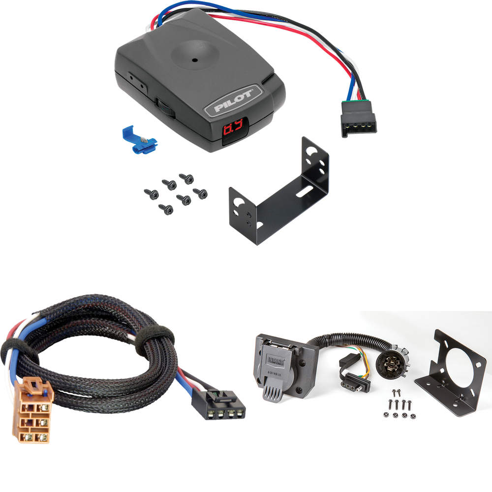 Se adapta a Chevrolet Silverado 1500 HD 2001-2002, cableado RV de 7 vías + control de freno piloto serie Pro + adaptador BC Plug &amp; Play de Reese Towpower