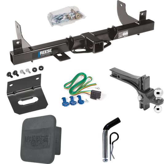 Fits 2006-2008 Lincoln Mark LT Trailer Hitch Tow PKG w/ 4-Flat Wiring + Dual Adjustable Drop Rise Ball Ball Mount 2" & 2-5/16" Trailer Balls + Pin/Clip + Wiring Bracket + Hitch Cover (For (Built After 8/2005) Models) By Reese Towpower