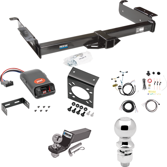 Fits 2003-2023 Chevrolet Express 2500 Trailer Hitch Tow PKG w/ Pro Series POD Brake Control + 7-Way RV Wiring + 2" & 2-5/16" Ball & Drop Mount By Reese Towpower