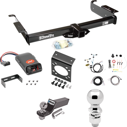 Fits 2003-2023 Chevrolet Express 3500 Trailer Hitch Tow PKG w/ Pro Series POD Brake Control + 7-Way RV Wiring + 2" & 2-5/16" Ball & Drop Mount By Draw-Tite