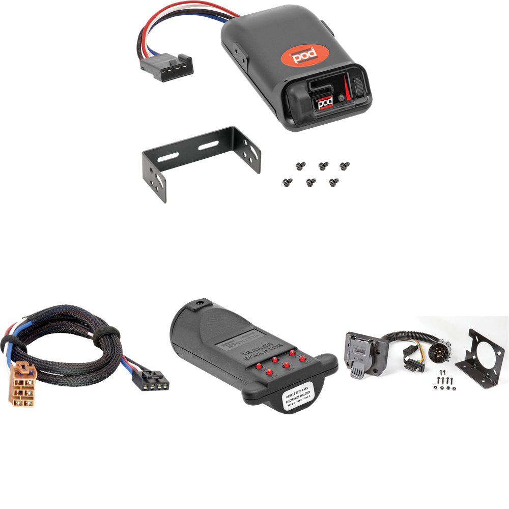 Compatible con cableado de RV de 7 vías Chevrolet Silverado 3500 2001-2002 + control de freno POD serie Pro + adaptador BC Plug &amp; Play + probador de 7 vías y emulador de remolque de Reese Towpower