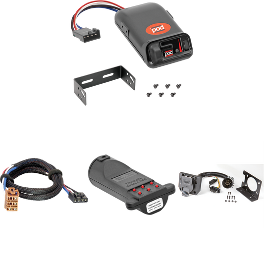 Compatible con cableado de RV de 7 vías Chevrolet Silverado 3500 2001-2002 + control de freno POD serie Pro + adaptador BC Plug &amp; Play + probador de 7 vías y emulador de remolque de Reese Towpower