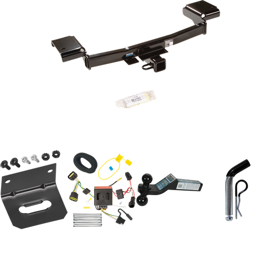 Fits 2011-2016 KIA Sportage Trailer Hitch Tow PKG w/ 4-Flat Wiring Harness + Dual Ball Ball Mount 2" & 2-5/16" Trailer Balls + Pin/Clip +  Wiring Bracket By Reese Towpower