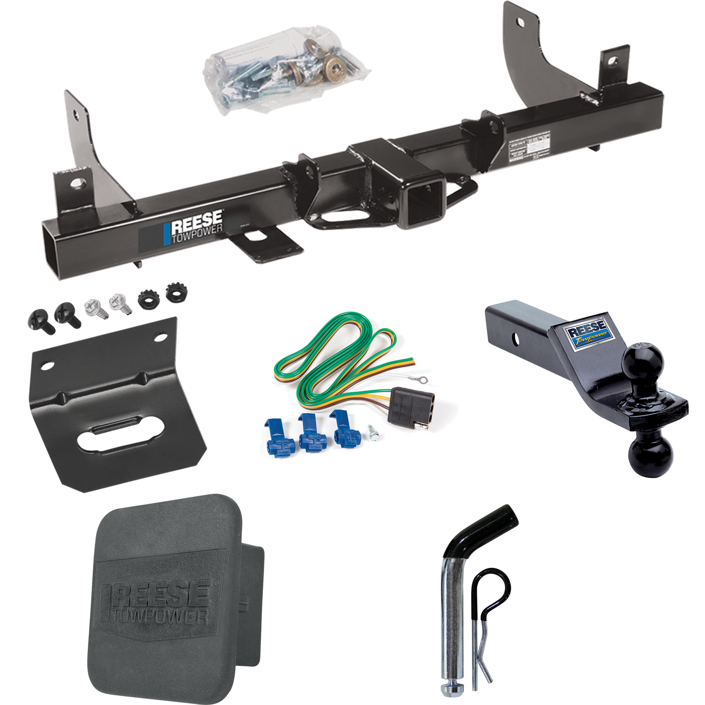 Fits 2006-2008 Lincoln Mark LT Trailer Hitch Tow PKG w/ 4-Flat Wiring + Dual Ball Ball Mount 1-7/8" & 2" Trailer Balls + Pin/Clip + Wiring Bracket + Hitch Cover (For (Built After 8/2005) Models) By Reese Towpower