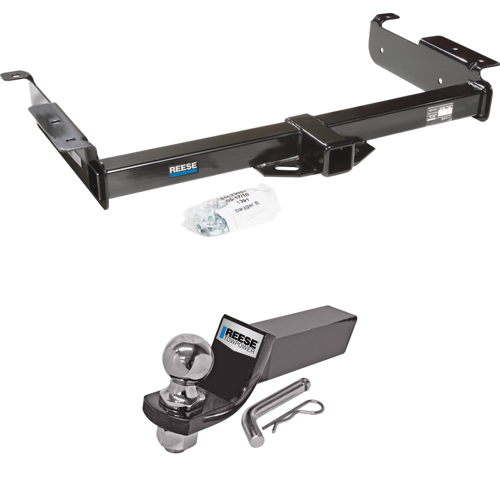 Fits 1996-2023 Chevrolet Express 2500 Trailer Hitch Tow PKG w/ Starter Kit Ball Mount w/ 2" Drop & 2" Ball By Reese Towpower