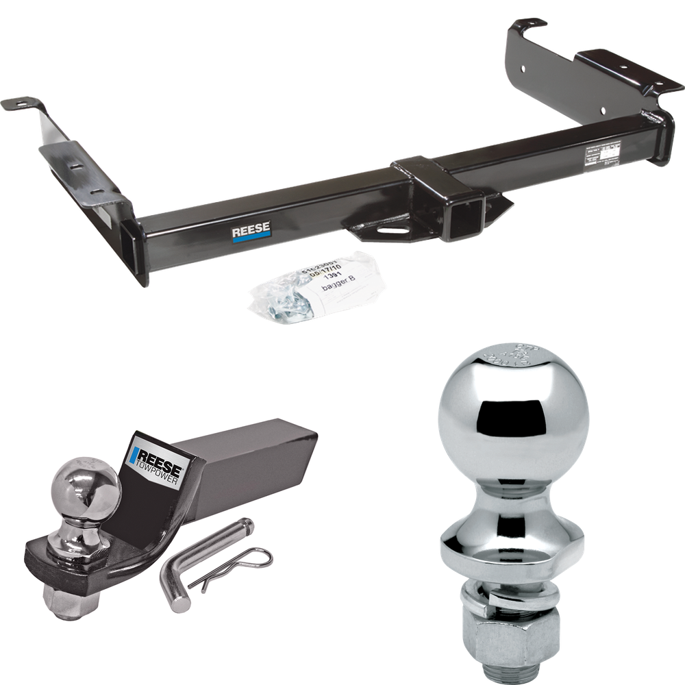 Fits 1996-2014 GMC Savana 1500 Trailer Hitch Tow PKG w/ Starter Kit Ball Mount w/ 2" Drop & 2" Ball + 1-7/8" Ball By Reese Towpower