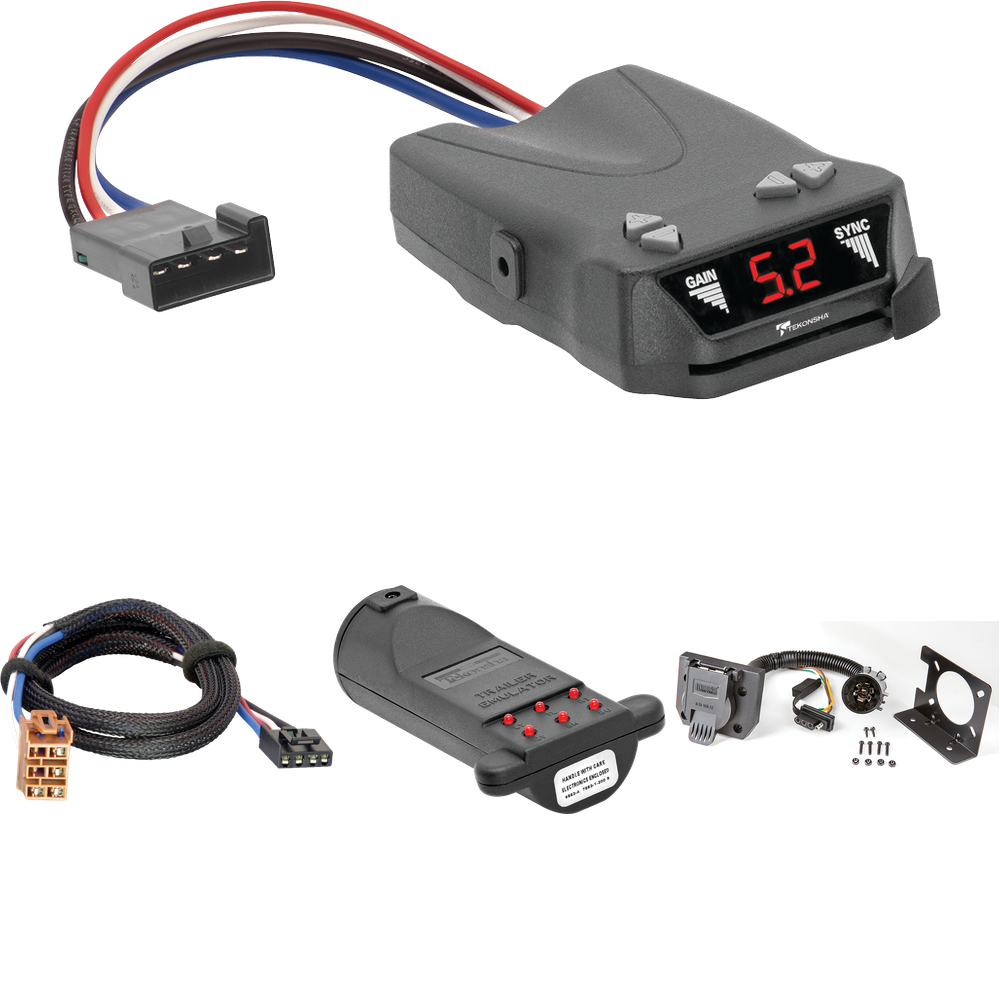 Compatible con cableado de RV de 7 vías GMC Sierra 3500 2001-2002 + control de frenos Tekonsha Brakeman IV + adaptador BC Plug &amp; Play + probador de 7 vías y emulador de remolque de Reese Towpower