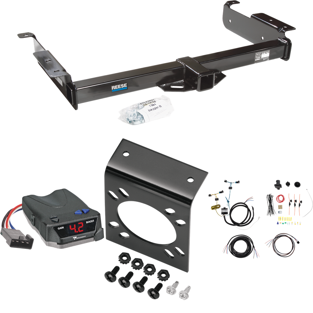 Fits 2003-2023 Chevrolet Express 3500 Trailer Hitch Tow PKG w/ Tekonsha BRAKE-EVN Brake Control + 7-Way RV Wiring By Reese Towpower