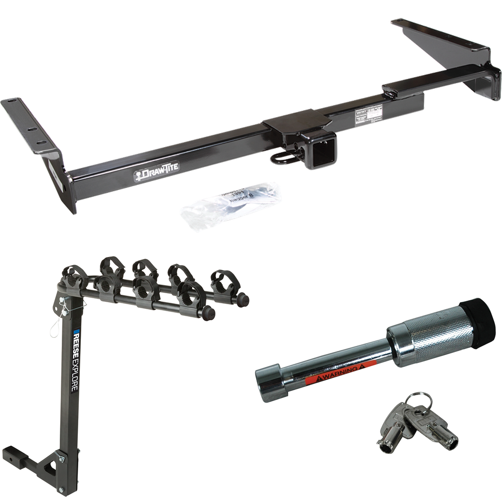 Fits 2001-2003 Toyota Highlander Trailer Hitch Tow PKG w/ 4 Bike Carrier Rack + Hitch Lock By Draw-Tite