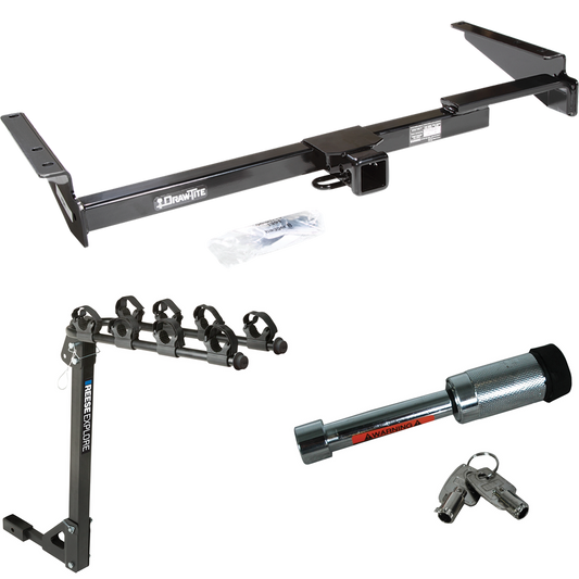 Fits 2001-2003 Toyota Highlander Trailer Hitch Tow PKG w/ 4 Bike Carrier Rack + Hitch Lock By Draw-Tite