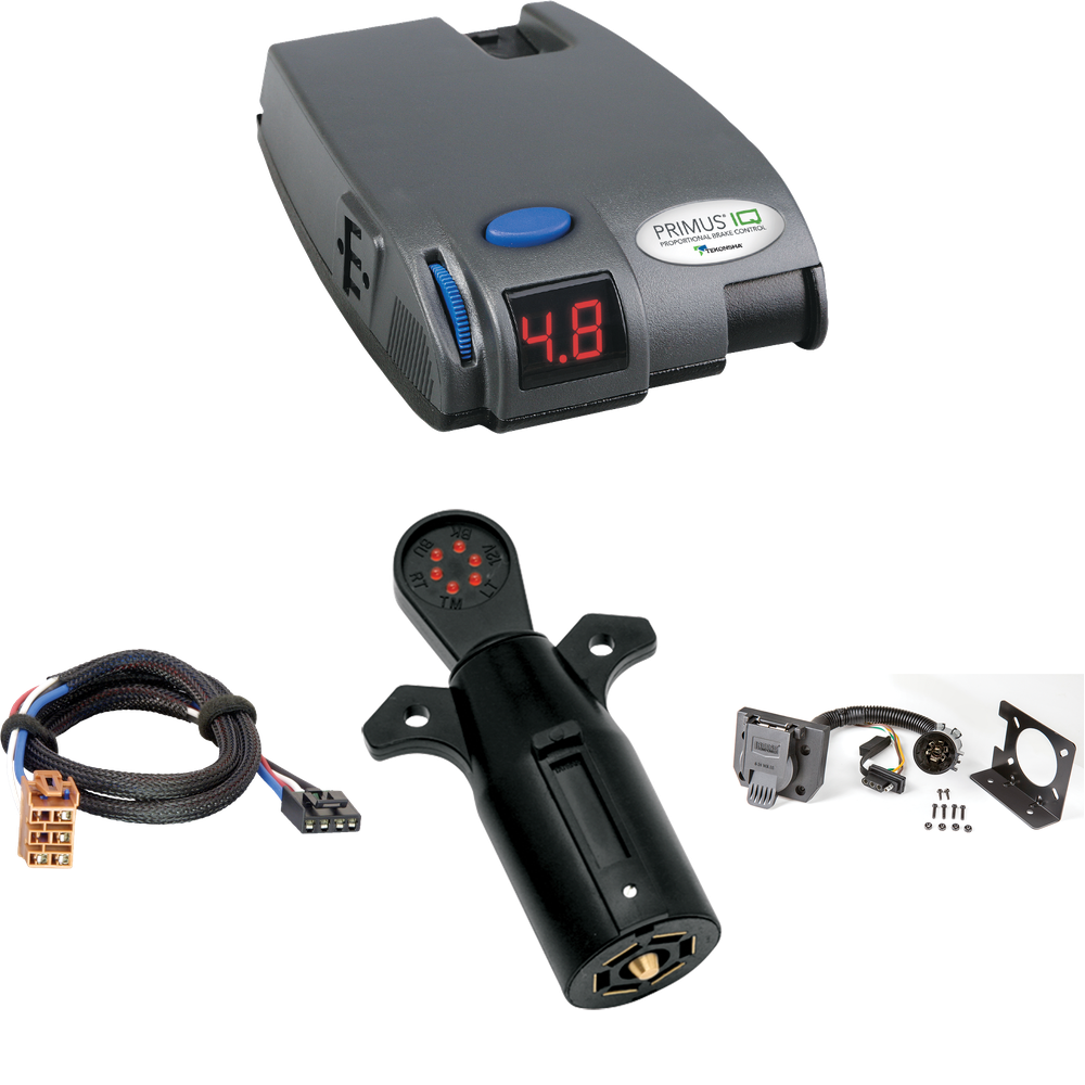 Compatible con cableado RV de 7 vías GMC Sierra 2500 1999-2002 + control de freno Tekonsha Primus IQ + adaptador BC Plug &amp; Play + probador de 7 vías de Reese Towpower