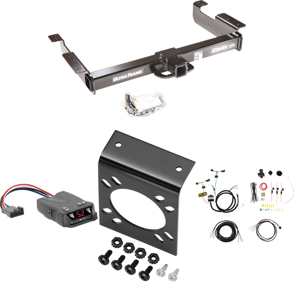 Fits 2003-2023 Chevrolet Express 2500 Trailer Hitch Tow PKG w/ Tekonsha Brakeman IV Brake Control + 7-Way RV Wiring By Draw-Tite