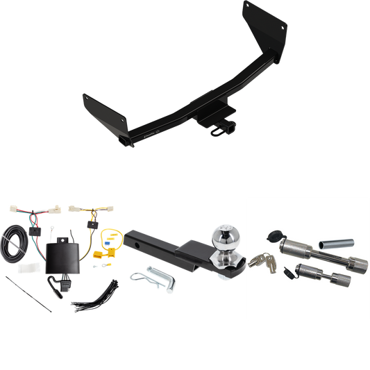 Fits 2022-2022 Lexus NX450h+ Trailer Hitch Tow PKG w/ 4-Flat Wiring Harness + Interlock Starter Kit w/ 2" Ball 1-1/4" Drop 3/4" Rise + Dual Hitch & Coupler Locks (Excludes: F Sport Models) By Draw-Tite