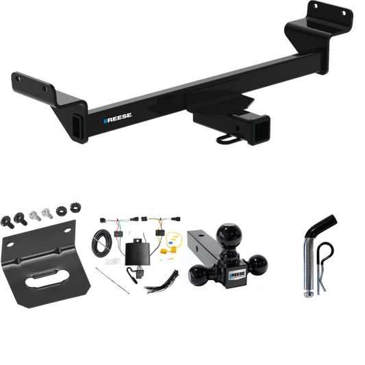 Fits 2023-2023 KIA Sportage Trailer Hitch Tow PKG w/ 4-Flat Wiring Harness + Triple Ball Ball Mount 1-7/8" & 2" & 2-5/16" Trailer Balls + Pin/Clip + Wiring Bracket By Reese Towpower