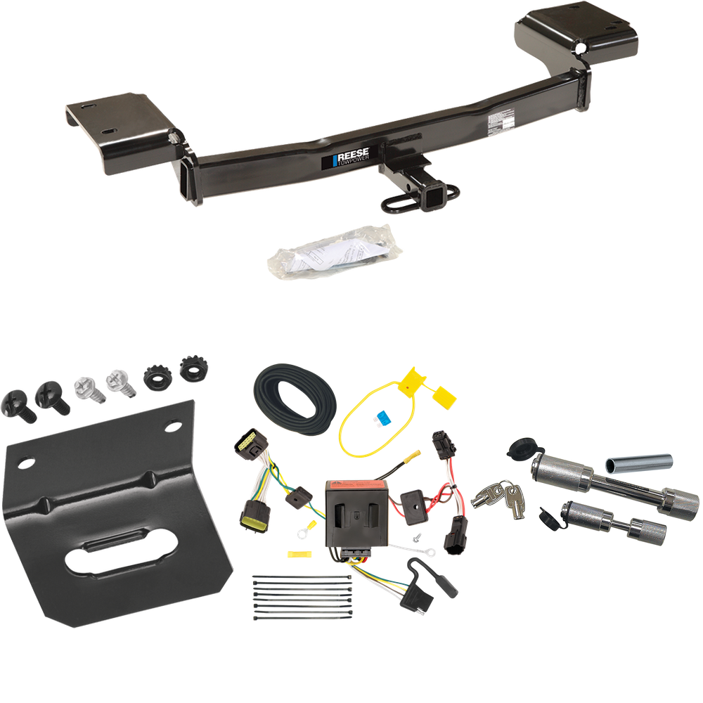 Fits 2011-2016 KIA Sportage Trailer Hitch Tow PKG w/ 4-Flat Wiring Harness + Wiring Bracket + Dual Hitch & Coupler Locks By Reese Towpower