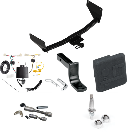 Fits 2019-2023 Toyota RAV4 Trailer Hitch Tow PKG w/ 4-Flat Wiring Harness + Draw-Bar + Interchangeable 1-7/8" & 2" Balls + Hitch Cover + Dual Hitch & Coupler Locks By Draw-Tite