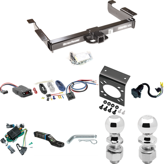 Fits 2000-2002 GMC Savana 1500 Trailer Hitch Tow PKG w/ Tekonsha Brakeman IV Brake Control + Generic BC Wiring Adapter + 7-Way RV Wiring + 2" & 2-5/16" Ball & Drop Mount By Draw-Tite