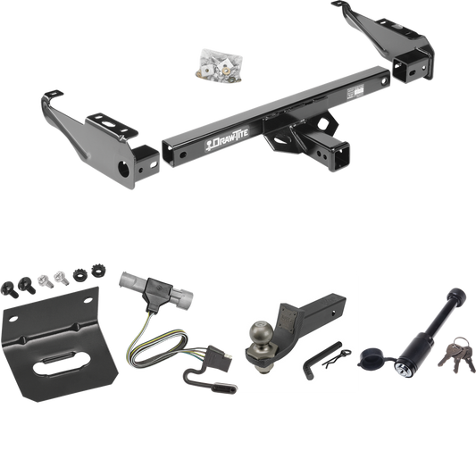 Fits 1997-1997 Ford F-250 HD Trailer Hitch Tow PKG w/ 4-Flat Wiring + Interlock Tactical Starter Kit w/ 2" Drop & 2" Ball + Tactical Dogbone Lock + Wiring Bracket By Draw-Tite