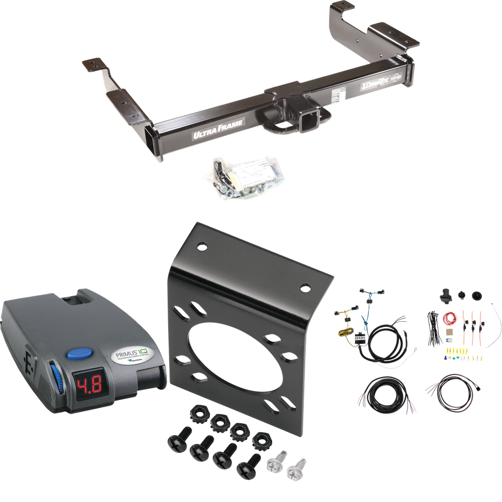 Fits 2003-2014 Chevrolet Express 1500 Trailer Hitch Tow PKG w/ Tekonsha Primus IQ Brake Control + 7-Way RV Wiring By Draw-Tite