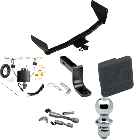 Fits 2019-2023 Toyota RAV4 Trailer Hitch Tow PKG w/ 4-Flat Wiring Harness + Draw-Bar + 1-7/8" Ball + Hitch Cover + Dual Hitch & Coupler Locks By Draw-Tite