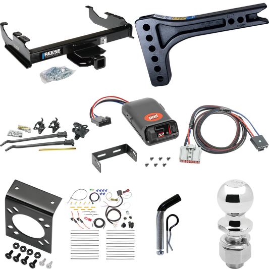 Fits 2020-2023 GMC Sierra 3500 HD Trailer Hitch Tow PKG w/ 15K Trunnion Bar Weight Distribution Hitch + Pin/Clip + 2-5/16" Ball + Pro Series POD Brake Control + Plug & Play BC Adapter + 7-Way RV Wiring (For Cab & Chassis, w/34" Wide Frames Models) By