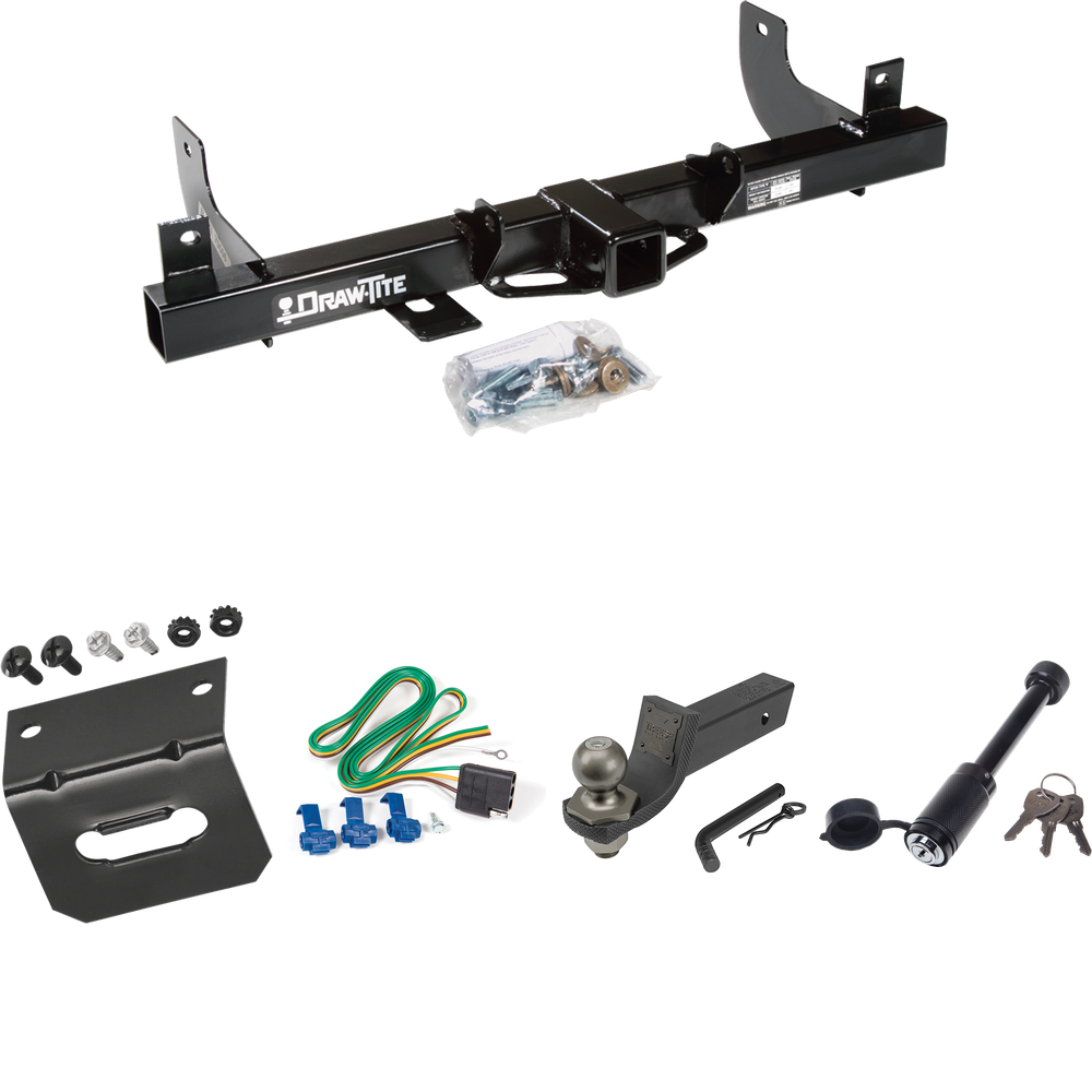 Fits 2006-2008 Ford F-150 Trailer Hitch Tow PKG w/ 4-Flat Wiring + Interlock Tactical Starter Kit w/ 2" Drop & 2" Ball + Tactical Dogbone Lock + Wiring Bracket By Draw-Tite