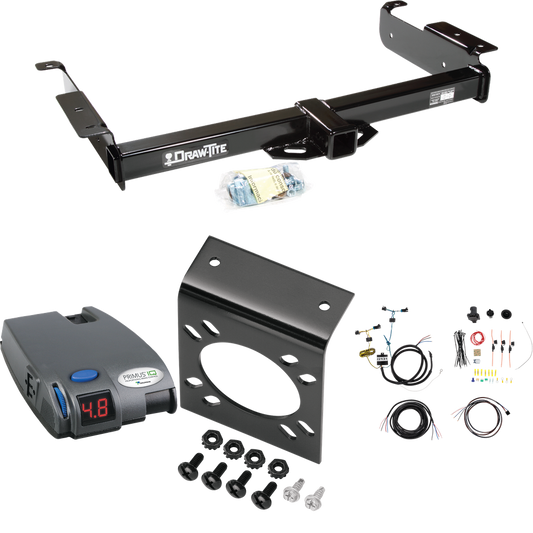 Fits 2003-2023 Chevrolet Express 3500 Trailer Hitch Tow PKG w/ Tekonsha Primus IQ Brake Control + 7-Way RV Wiring By Draw-Tite