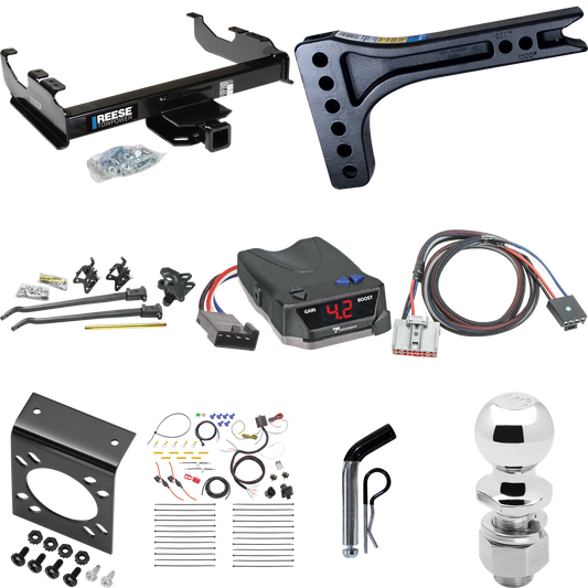 Fits 2020-2023 GMC Sierra 3500 HD Trailer Hitch Tow PKG w/ 15K Trunnion Bar Weight Distribution Hitch + Pin/Clip + 2-5/16" Ball + Tekonsha BRAKE-EVN Brake Control + Plug & Play BC Adapter + 7-Way RV Wiring (For Cab & Chassis, w/34" Wide Frames Models