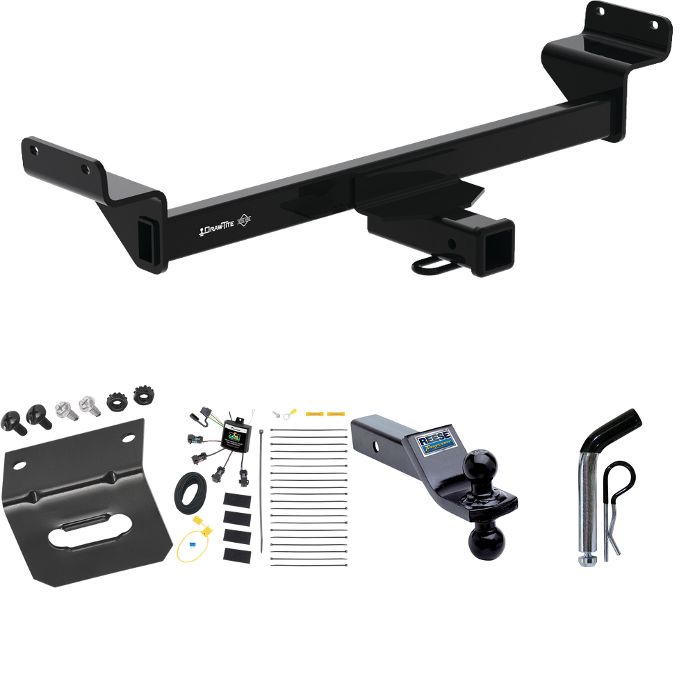 Fits 2023-2023 KIA Sportage Trailer Hitch Tow PKG w/ 4-Flat Zero Contact "No Splice" Wiring Harness + Dual Ball Ball Mount 1-7/8" & 2" Trailer Balls + Pin/Clip + Wiring Bracket By Draw-Tite