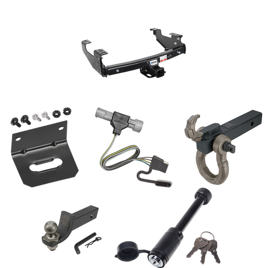 Fits 1987-1996 Ford F-150 Trailer Hitch Tow PKG w/ 4-Flat Wiring + Interlock Tactical Starter Kit w/ 2" Drop & 2" Ball + Tactical Hook & Shackle Mount + Tactical Dogbone Lock + Wiring Bracket By Reese Towpower