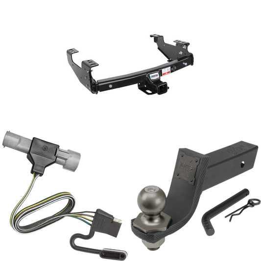 Fits 1987-1996 Ford F-150 Trailer Hitch Tow PKG w/ 4-Flat Wiring + Interlock Tactical Starter Kit w/ 3-1/4" Drop & 2" Ball By Reese Towpower