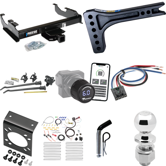 Fits 2007-2014 GMC Sierra 3500 HD Trailer Hitch Tow PKG w/ 15K Trunnion Bar Weight Distribution Hitch + Pin/Clip + 2-5/16" Ball + Tekonsha Prodigy iD Bluetooth Wireless Brake Control + Generic BC Wiring Adapter + 7-Way RV Wiring (For Cab & Chassis, w