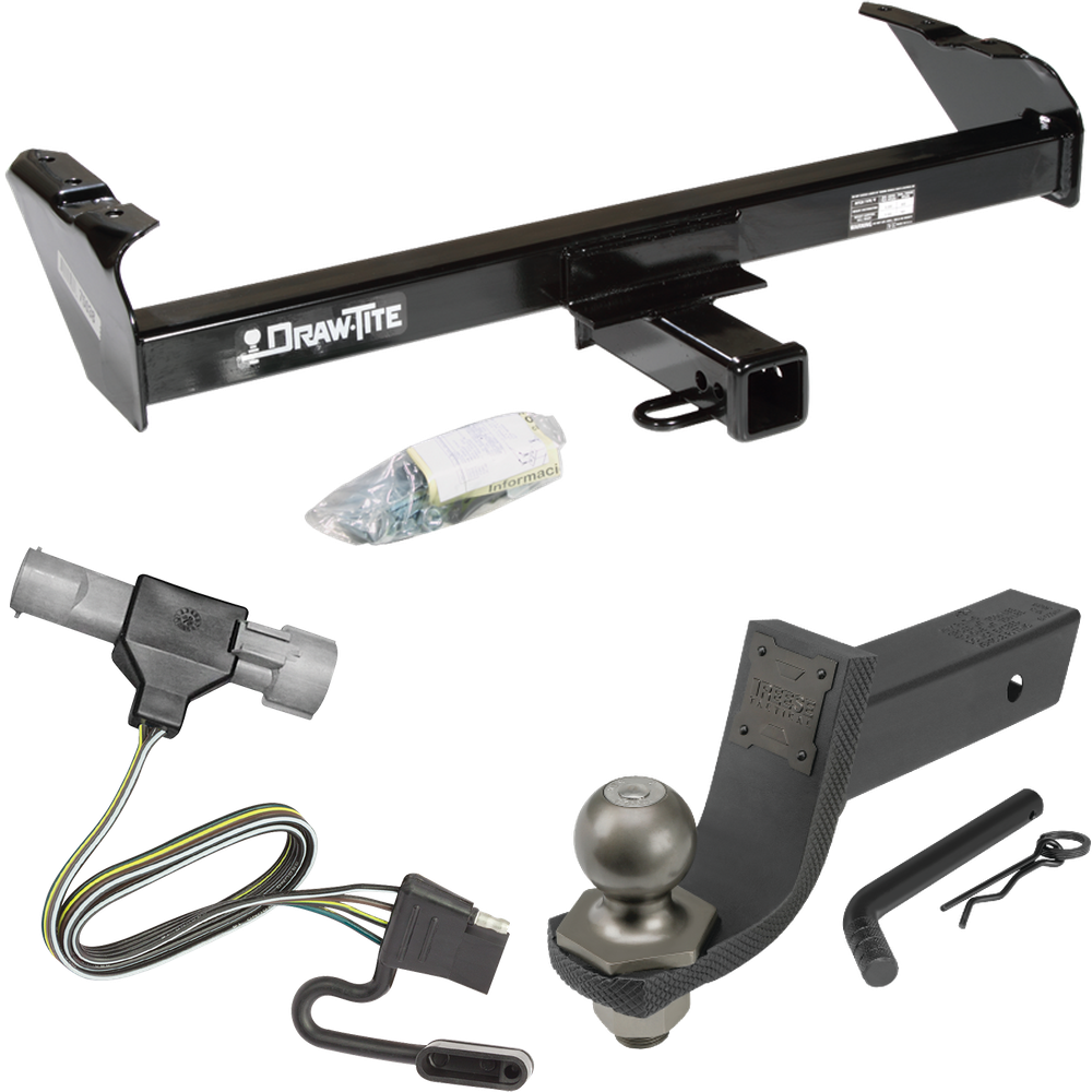 Fits 1987-1996 Ford F-350 Trailer Hitch Tow PKG w/ 4-Flat Wiring + Interlock Tactical Starter Kit w/ 3-1/4" Drop & 2" Ball By Draw-Tite