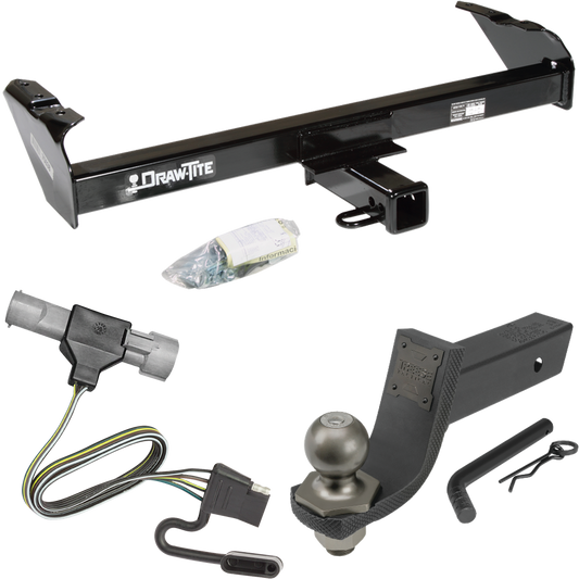 Fits 1987-1996 Ford F-350 Trailer Hitch Tow PKG w/ 4-Flat Wiring + Interlock Tactical Starter Kit w/ 3-1/4" Drop & 2" Ball By Draw-Tite