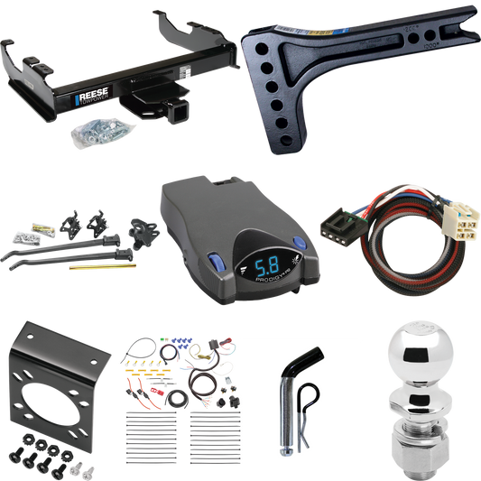 Fits 2015-2019 Chevrolet Silverado 3500 HD Trailer Hitch Tow PKG w/ 15K Trunnion Bar Weight Distribution Hitch + Pin/Clip + 2-5/16" Ball + Tekonsha Prodigy P2 Brake Control + Plug & Play BC Adapter + 7-Way RV Wiring (For Cab & Chassis, w/34" Wide Fra