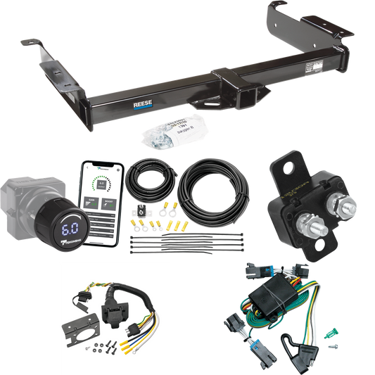 Fits 2000-2002 GMC Savana 3500 Trailer Hitch Tow PKG w/ Tekonsha Prodigy iD Bluetooth Wireless Brake Control + 7-Way RV Wiring By Reese Towpower