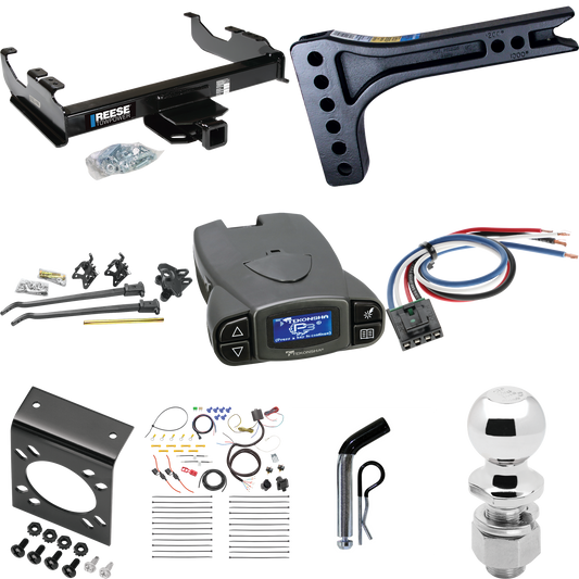 Fits 2007-2014 GMC Sierra 3500 HD Trailer Hitch Tow PKG w/ 15K Trunnion Bar Weight Distribution Hitch + Pin/Clip + 2-5/16" Ball + Tekonsha Prodigy P3 Brake Control + Generic BC Wiring Adapter + 7-Way RV Wiring (For Cab & Chassis, w/34" Wide Frames Mo