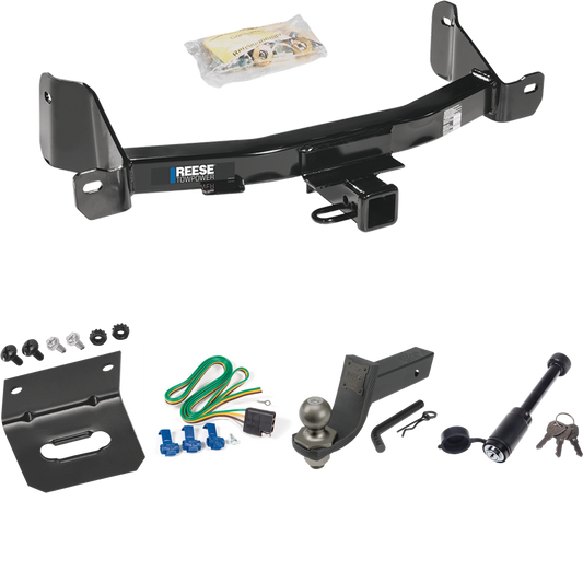 Fits 2009-2014 Ford F-150 Trailer Hitch Tow PKG w/ 4-Flat Wiring + Interlock Tactical Starter Kit w/ 3-1/4" Drop & 2" Ball + Tactical Dogbone Lock + Wiring Bracket By Reese Towpower